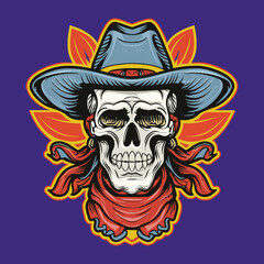 cowboy skull head vector design for branding