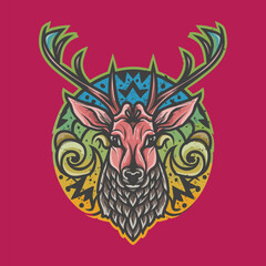 classical deer head vector art for apparel