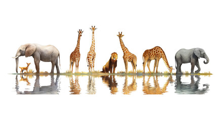 Water color illustration of Safari Animal on white background.