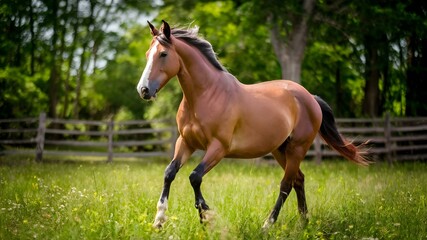 Vibrant Equine Elegance in Pastoral Splendor. Concept Equine Photography, Beautiful Horses, Stunning Landscapes, Elegant Poses, Vibrant Colors