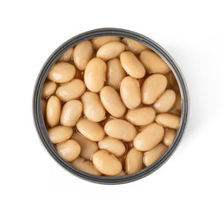 Opened tin can with beans