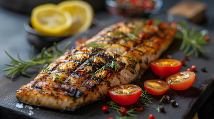 Cajun Blackened Fish on a Decorated Table with Zesty Seasoning