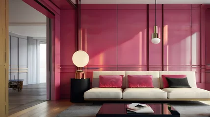 Poster "Get ready to be amazed by the stunning contrast of modern minimalism and bold pink hues in this interior design, where simplicity meets vibrancy in the most visually appealing way." © Iram__Art's 
