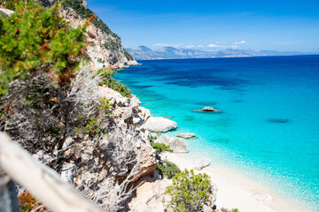 Cala Goloritzé, an azure beach located in the town of Baunei, in the southern part of the Gulf of Orosei, in the Ogliastra region of Sardinia.