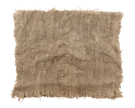 Burlap texture. A piece of torn burlap on a white background. Canvas. Packing material