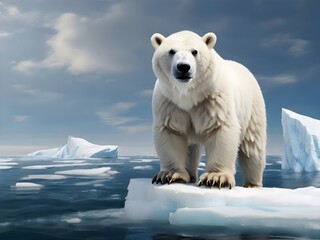 Fototapeta premium polar bear on ice in north pole 