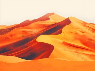 Winding Desert Dunes Forming Endless Waves of Warm Toned Sand Landscape with Copy Space - obrazy, fototapety, plakaty
