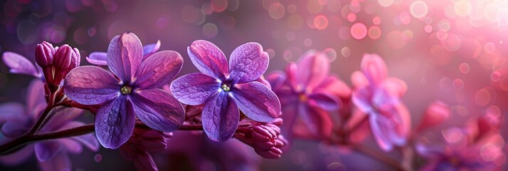 The delicate purple flower blooms in the sunlight, radiating romantic purity among the flora and beauty of nature.