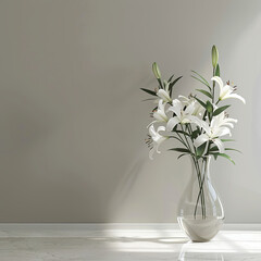 lily in a vase placed on a minimalist room