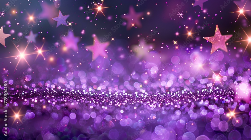 Sticker christmas-themed purple background adorned with twinkling lights and delicate snowflakes, featuring 