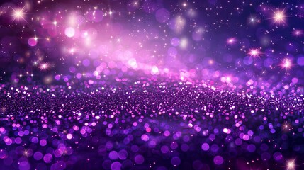 Purple Christmas lights glow against a starry background with shades of purple, blue, and pink Ideal for holiday decoration wallpapers, featuring twinkling lights and festive designs