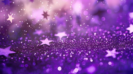 Purple drops in Christmas background with bright lights, snowflakes, and magical atmosphere, featuring vector design elements
