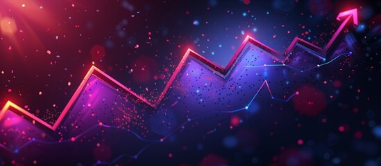 Virtual digital arrow up, financial growth, interest rate increase, inflation, high modern banner