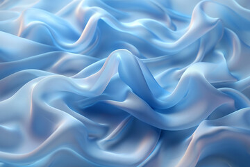 Abstract sky blue wavy background, water color satin drapery texture, 3d render illustration, generative ai - obrazy, fototapety, plakaty