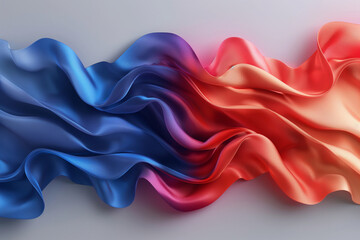 Abstract background with wavy folds of silk fabric, fire colored silky texture fabric, 3d render, generative ai