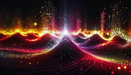 Schilderijen op glas 量子力学的エネルギーの波をイメージした抽象的なイラスト © takayuki_n82