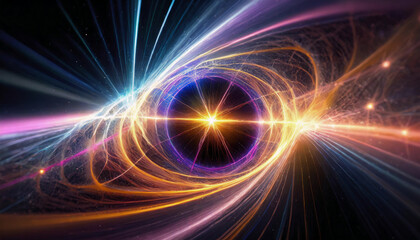 量子力学的エネルギーの波をイメージした抽象的なイラスト