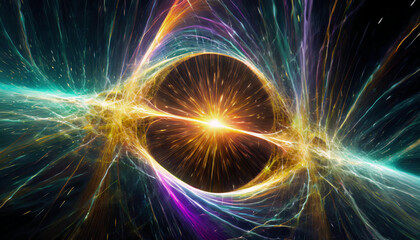 量子力学的エネルギーの波をイメージした抽象的なイラスト