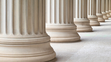 Architectural detail of some neoclassic columns in a row.