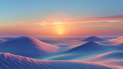 Panorama landscape of sand dunes system on beach at sunrise, Bright color