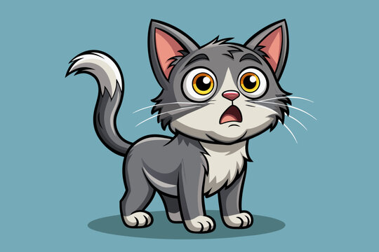 front view full frontal caricature cartoon shocked cute cat