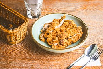 All time favourite chicken Cutlet with mala spice on top of  fettucine