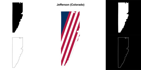 Jefferson County (Colorado) outline map set - obrazy, fototapety, plakaty