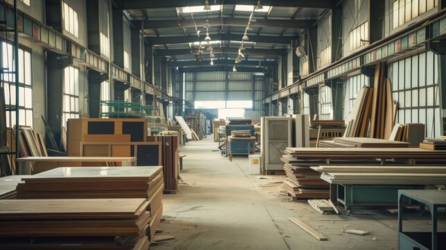 Furniture factory. Modern automated furniture production.