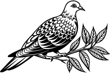  dove-sitting-on-tree-branch--vector-illustration