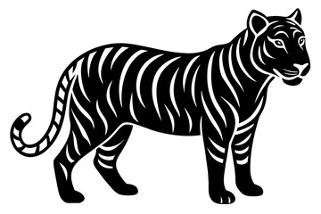 Fototapeta na wymiar simple-tiger-silhouette--whit-background vector illustration 