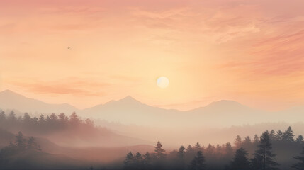 A dreamy sunset with soft, pastel colors and a hazy glow, resembling a distant memory or a gentle breeze Ai Generative - obrazy, fototapety, plakaty