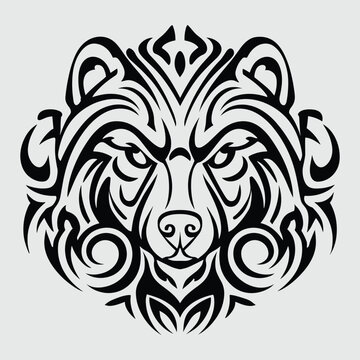 bear tribal tattoo vector editable template