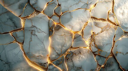 Elegant mosaic of marbled textures edged with ornate gold patterns