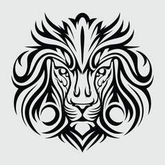 lion tribal tattoo vector editable template