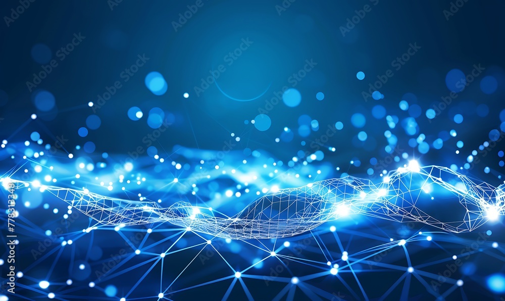 Poster Exploring Quantum Computing's Cyber Network, Artificial Neurons, Global Data Links, Connected Particles