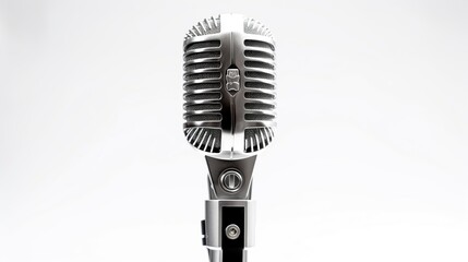 Fototapeta na wymiar vintage microphone isolated on white background in studio