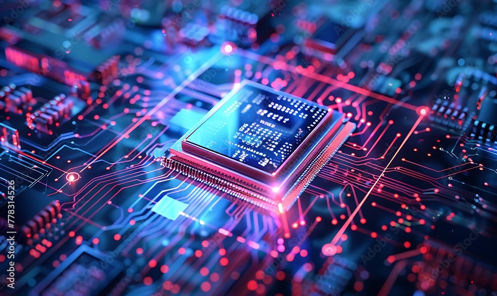 Poster Quantum Computing, Futuristic System Integrating Processor, Circuitry & Artificial Neurons for Global Data Connectivity