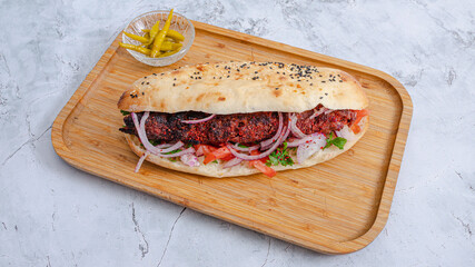Doner kebab on tray isolated