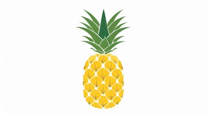 Tropical pineapple fruit in flat  style against white background