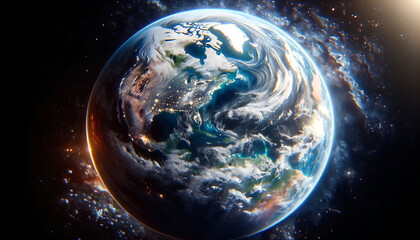 Planet Earth globe, Outer space view of world