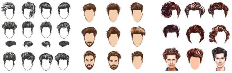 Set of fashionable man's hairstyles for designers