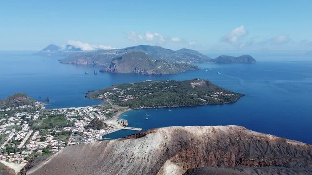 Aerial view of the archipelago of the Aeolian Islands