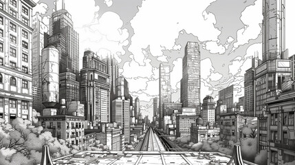 Minneapolis Twin Cities Tales manga style - obrazy, fototapety, plakaty