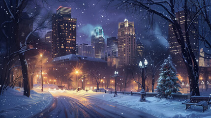 Fototapeta na wymiar Minneapoliss Winter Wonderland art