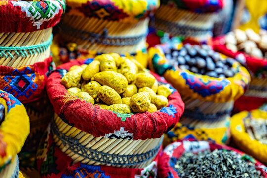 Variety of spices and herbs on Souq Muttrah , Muscat, Oman