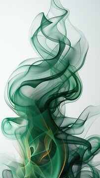 Green smoke bomb exploding against white background ,Abstract background of acrylic ink in water , Abstract background for design