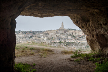 Matera Sassi cityscape from a cave, Basilicata, Italy - 778319163