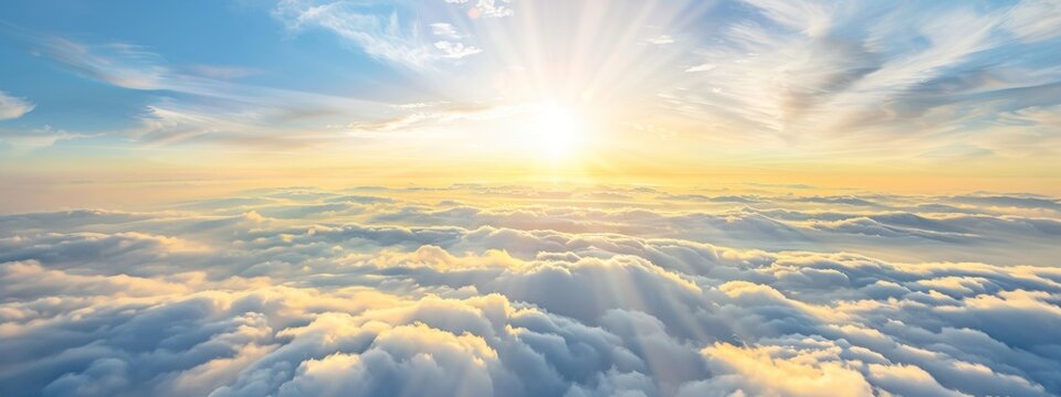 cloud sea above the cloud layers, ethereal and vast, illuminated by sunlight, serene and majestic