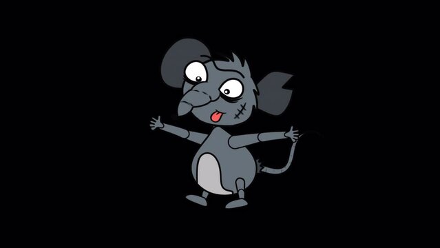 Crazy Mouse Dancing 2D Animation On Alpha Channel