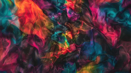 Fotobehang A colorful swirling pattern of fabric with a rainbow of colors © IrisFocus
